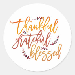 Sticker Rond Merci Grateful Blessé Thanksgiving Script
