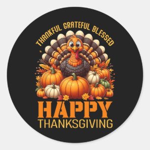 Sticker Rond Merci Grateful Bon thanksgiving Turke