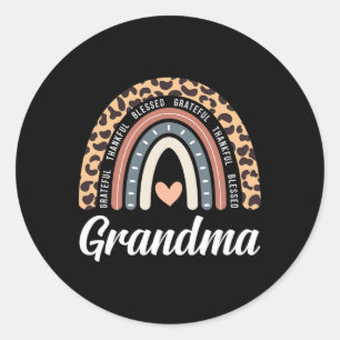 Sticker Rond Merci Grateful Grandma Thanksgiving Rai