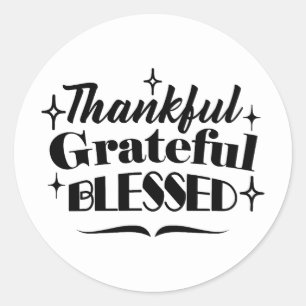 Sticker Rond Merci, Gratuit, Béni Étincelant Thanksgiving
