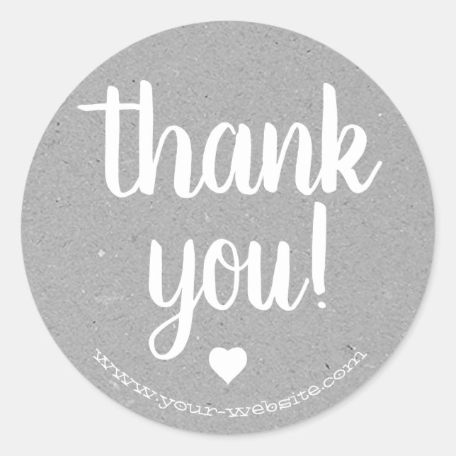 Sticker Rond Merci gris argent papier Kraft simple (Devant)