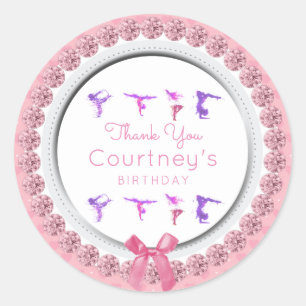 Sticker Rond Merci Gymnastique fête d'anniversaire tambour