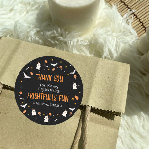Sticker Rond Merci Halloween Anniversaire Orange Noir