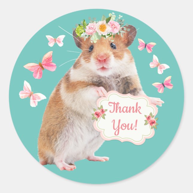 Sticker Rond Merci Hamster/Souris personnalisé (Devant)