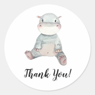Sticker Rond Merci hippo