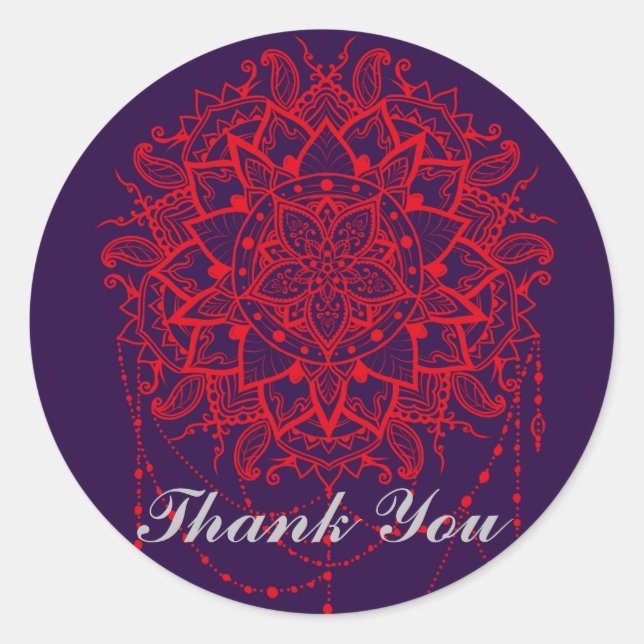Sticker Rond Merci indien marocain coloré Mandala (Devant)