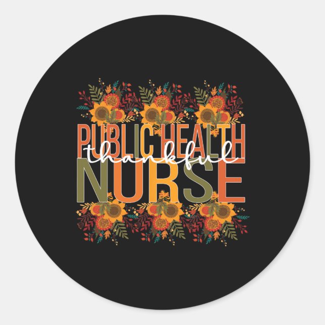 Sticker Rond Merci infirmière de santé publique Thanksgiving (Devant)