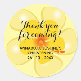 Sticker Rond Merci Jaune Doux POUR VENIR ! Christine