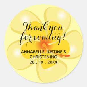 Sticker Rond Merci Jaune Doux POUR VENIR ! Christine