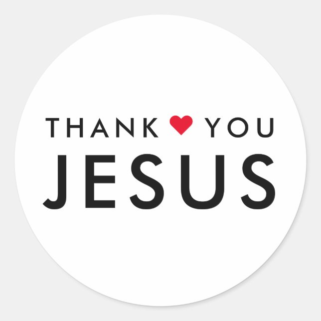Sticker Rond Merci Jésus | Coeur de foi chrétienne moderne (Devant)
