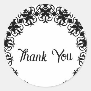 Sticker Rond Merci Lacey noir et blanc