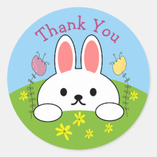 Sticker Rond Merci Lapin de Pâques