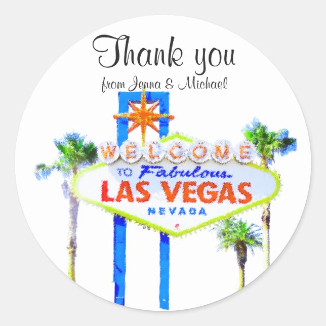 Sticker Rond Merci Las Vegas Mariage (Devant)