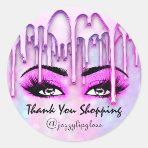 Sticker Rond Merci Lecteurs d'achats Prolongation des yeux rose