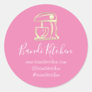 Sticker Rond Merci Logo Cuisine Cuisine Boulangerie Or rose