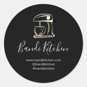 Sticker Rond Merci Logo Cuisine Cuisine Chef boulangerie Noir
