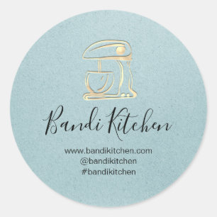 Sticker Rond Merci Logo Cuisine Cuisine Chef Gold Blue