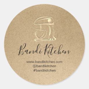 Sticker Rond Merci Logo Cuisine Cuisine Chef Gold Kraft VIP