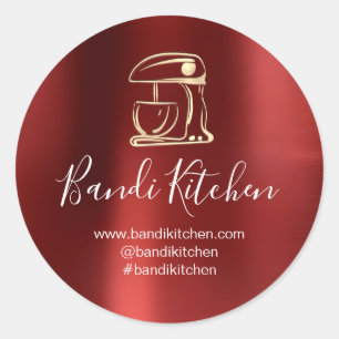 Sticker Rond Merci Logo Cuisine Cuisine Chef Gold Red