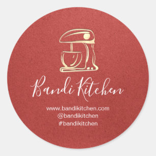 Sticker Rond Merci Logo Cuisine Cuisine Chef Gold Red