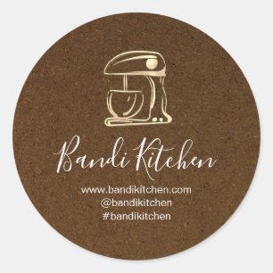 Sticker Rond Merci Logo Cuisine Cuisine Chef GoldKraftBrown