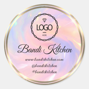 Sticker Rond Merci Logo Cuisine Cuisine Chef Holographe PinkGol