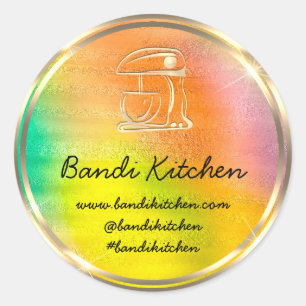 Sticker Rond Merci Logo Cuisine Cuisine Chef Jaune GreenGold
