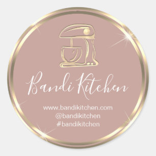 Sticker Rond Merci Logo Cuisine Cuisine Chef Rose Gold