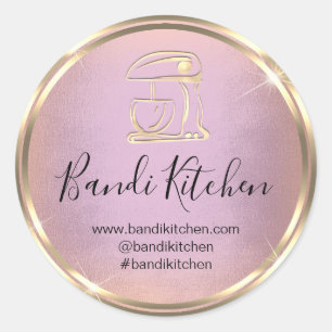 Sticker Rond Merci Logo Cuisine Cuisine Chef Rose Gold
