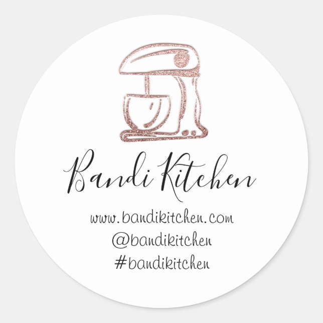 Sticker Rond Merci Logo Cuisine Cuisine Robot Chef Blanc (Devant)