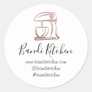 Sticker Rond Merci Logo Cuisine Cuisine Robot Chef Blanc