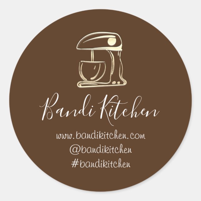 Sticker Rond Merci Logo Cuisine Cuisine Robot Chef Brown (Devant)