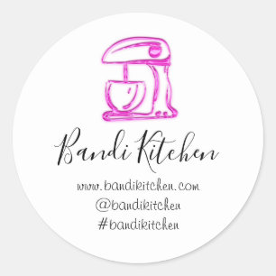 Sticker Rond Merci Logo Cuisine Mélange Cuisine rose Fuchsia
