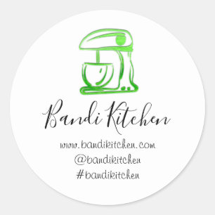 Sticker Rond Merci Logo Cuisine Mélange Cuisine Vert Blanc