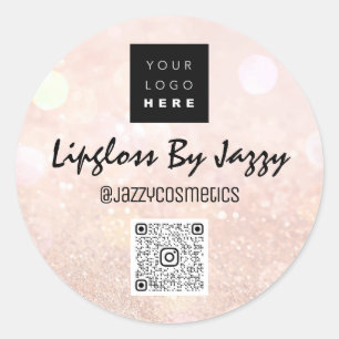 Sticker Rond Merci Logo de code QR BlushGlitter pour les emball