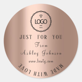 Sticker Rond Merci Logo Fabriqué Avec Amour Minimalisme Rose