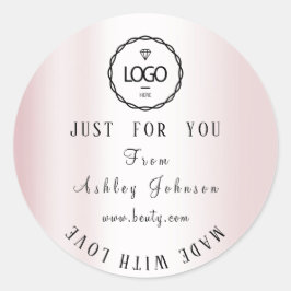 Sticker Rond Merci Logo Fabriqué Avec L'Amour Blush Rose