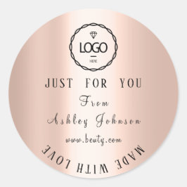 Sticker Rond Merci Logo Fabriqué Avec Love Blush Rose