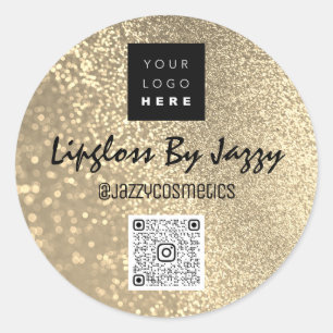 Sticker Rond Merci Logo Faux Gold QRCode pour l'emballage d'aff