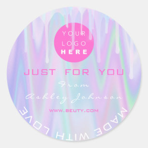 Sticker Rond Merci Logo Liquid Drives Holograph Faite Avec Amou