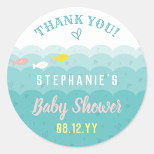 Sticker Rond Merci lunatique de baby shower de coeurs mignons
