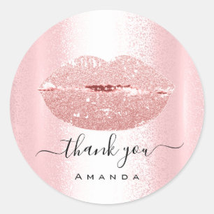 Sticker Rond Merci Magasin Maquillage Kiss Lips