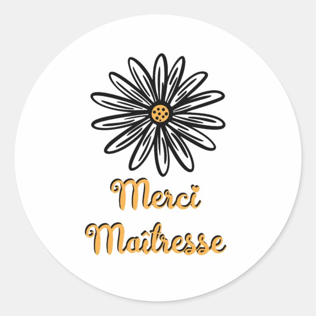 Sticker Rond Merci maîtresse (Devant)