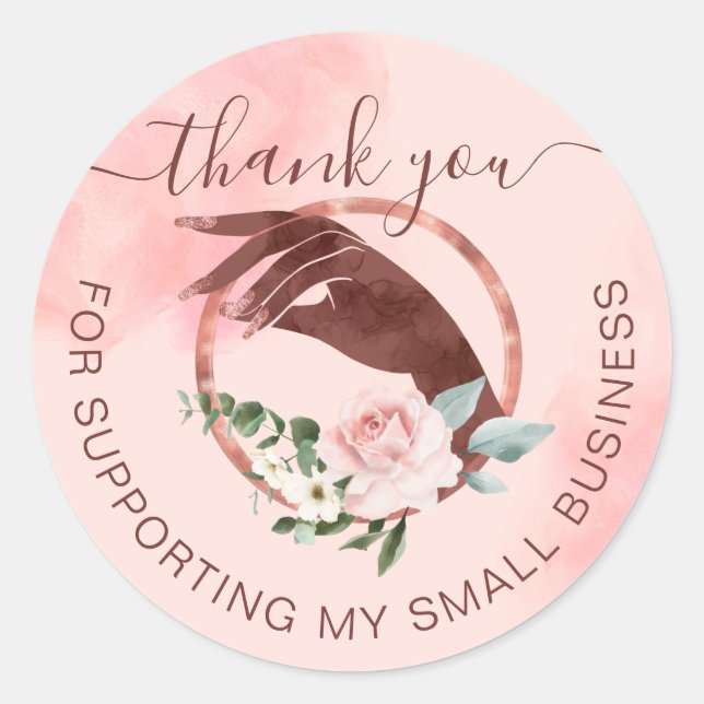 Sticker Rond Merci Manucure Salon à ongles main Petite entrepri (Devant)
