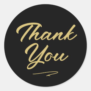 Sticker Rond Merci manuscrit moderne noir