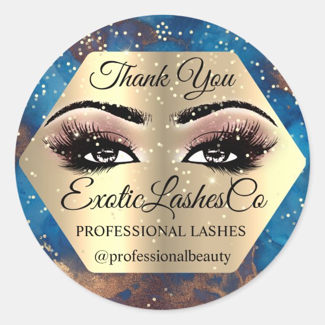 Sticker Rond Merci maquillage Artiste BLUE Rose LASHES CleaneR (Devant)