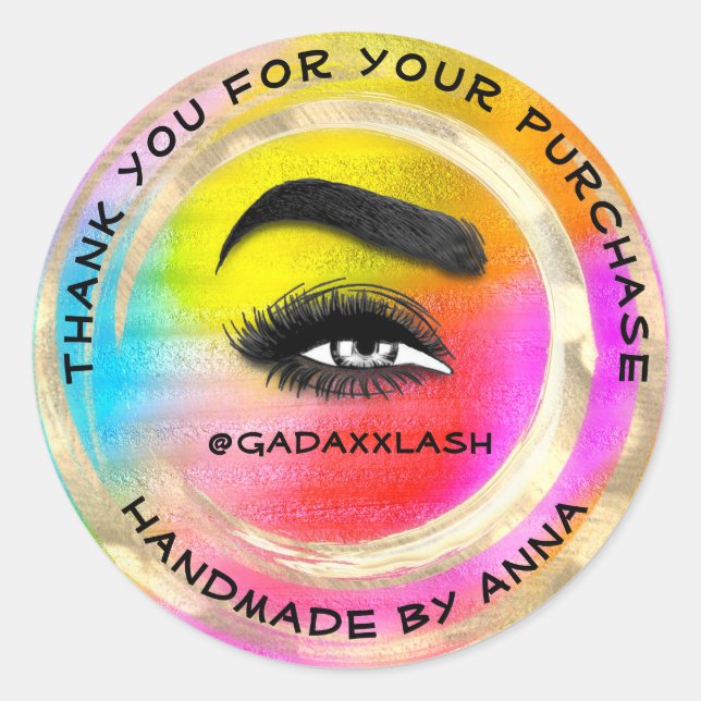 Sticker Rond Merci Maquillage Artiste Lash Bright Holographe (Devant)