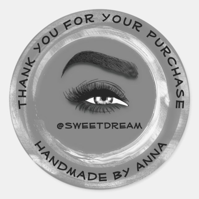 Sticker Rond Merci maquillage Artiste Lash Cleaner Grey (Devant)