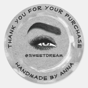 Sticker Rond Merci maquillage Artiste Lash Cleaner Logo Silver