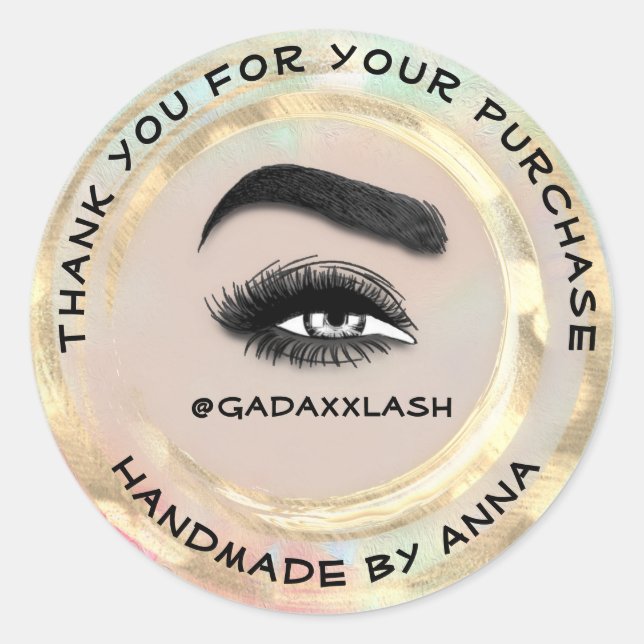 Sticker Rond Merci Maquillage Artiste Lash Studio Logo Rose (Devant)